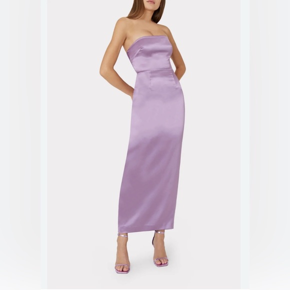 Milly Riva Hammered Lavender Strapless column Gown event dress size 10. NWT - Picture 1 of 10